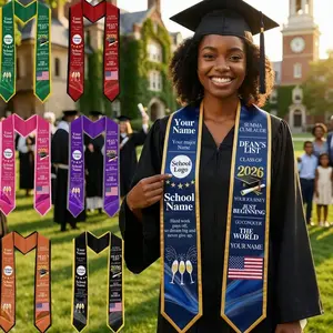 7 Ops Custom 2026 Graduation Stole, Personalized Photo/Logo/Name/Flag Gradution Sash