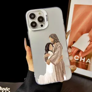 Trendy Original Design Lanyard Case for iPhone16 15 14 16promax 16pro 15pro 13 12 11 Jesus embracing child Durable Cover Unique and Eye-Catching iphone 13 cases iphone 14 pro case