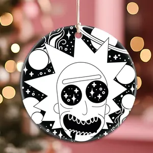 Christmas Ornaments Rick And Morty Man On The Moon Aw Jeez Rick X-Mas Decor Holiday Circle Family Gift For Friends New Year