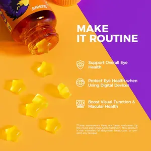Lutein Gummy Eye health vitamins - Sugar-free lutein and zeaxanthin gummy supplements for clear vision, relief of dry eyes, and blue light support for adults and children Edible