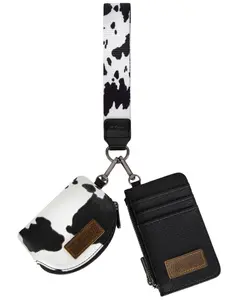 Wrangler Women's Cow Print Dual Pouch Wristlet - Wg133-W0051-Bk