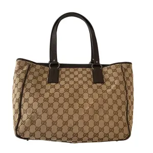 Pre-owned GUCCI Tote Tote Bags Bags Bags Bags Bags Bags Bags Bags Bags Bags monogram canvas and brown leather shoulder Purse bag authentic with COA