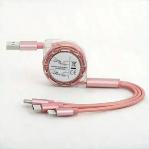 Retractable multi-fast charging cable, 3-in-1 multi-charger cable charging cable, retractable charger with Lightning/Micro/C-type iPhone, iPad, universal retractable USB charging cable, Multifunctional Charging Cable, Super Fast Charging