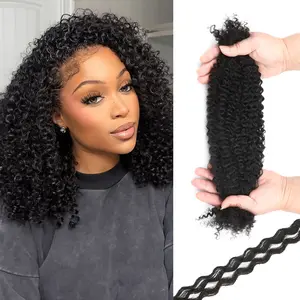 1B 18inch Afro Kinkys Bulk Human Hair for Dreadlocks Extensions Repair, Twist Braiding Afro Kinky Human Hair for Locs Natural Black Color 18 inches for Micro Locs Extensions 1 Pack 30 Gram