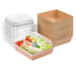 50 Pack Small Paper Charcuterie Boxes with Clear Lids, Dessert Boxes Square Disposable Paper Bakery Boxes to Go Food Containers for Desserts, Sandwich, Cookie, Sushi, Cake Slice and Strawberries Bakeware Plastic party