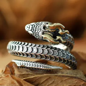 [Limited-Time Event] Adjustable Retro Niche Creative High-End Personalized Dragon Horn Snake Multi-Ring - Versatile Simple Artificial Gemstone Jewelry Accessory Gift