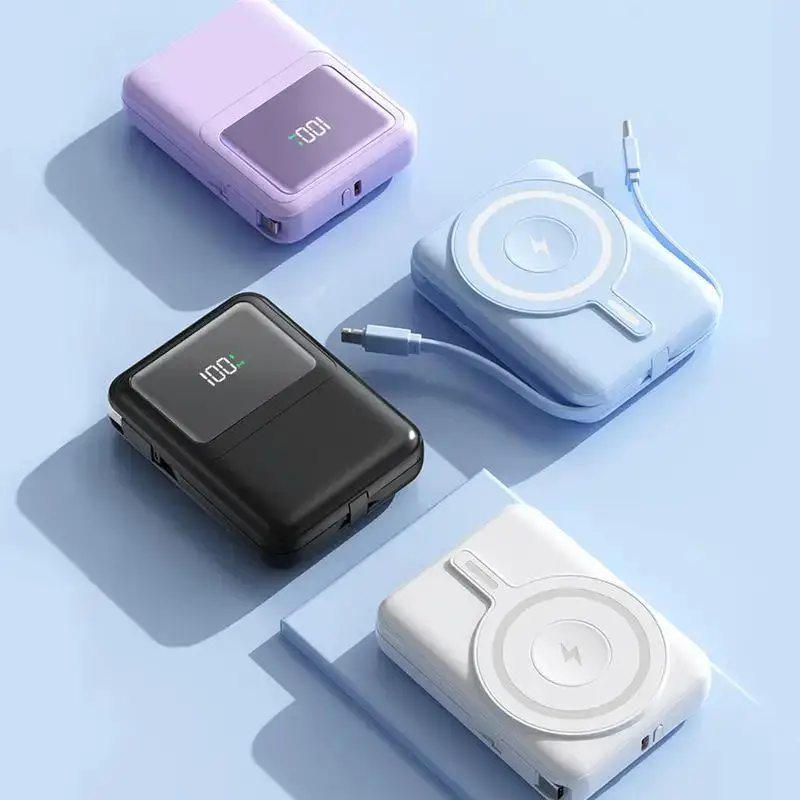 10000mAh Magnetic Fast Charge Mobile Power Supply, 15W Wireless Portable Power Bank with Dual Cable, PD 20W Fast Charge Power Bank for iPhone 15/14/13