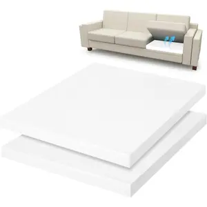 2PCS 40D Couch Cushion for Sagging Seat, 20" X 20" x 2" Square Sofa, High Rebound Couch Cushion Inserts, Repair Sofa Dents to Improve, White
