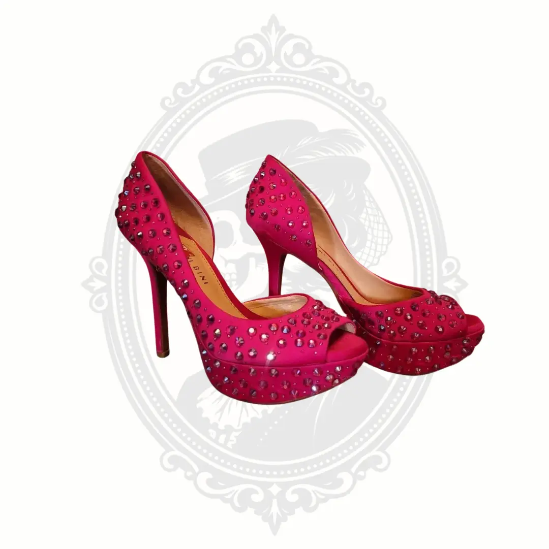 Gianni Bini Pink Rhinestone Platform Peep Toe Heels Size 6M