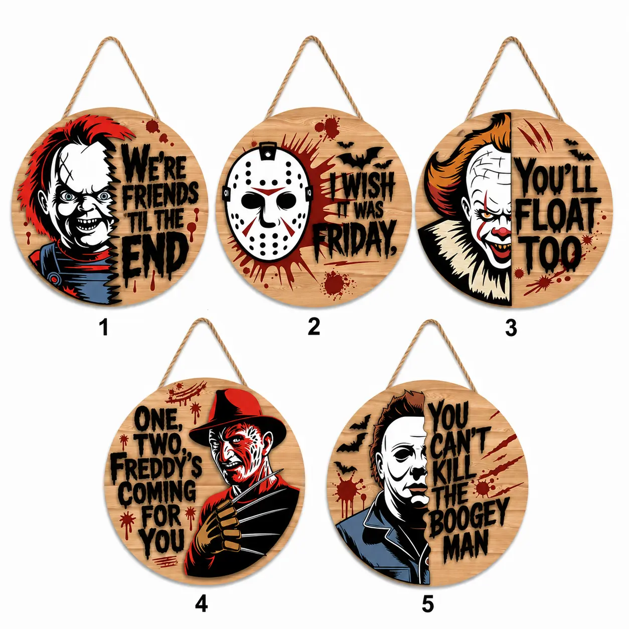 Welcome Horror Door Hanger, Scary Front Door Sign, Horror Characters Door Sign, Horror Movie Decor, Spooky Wooden Door Hanger, Horror Movie Fan Gift Idea, Halloween Gift Idea