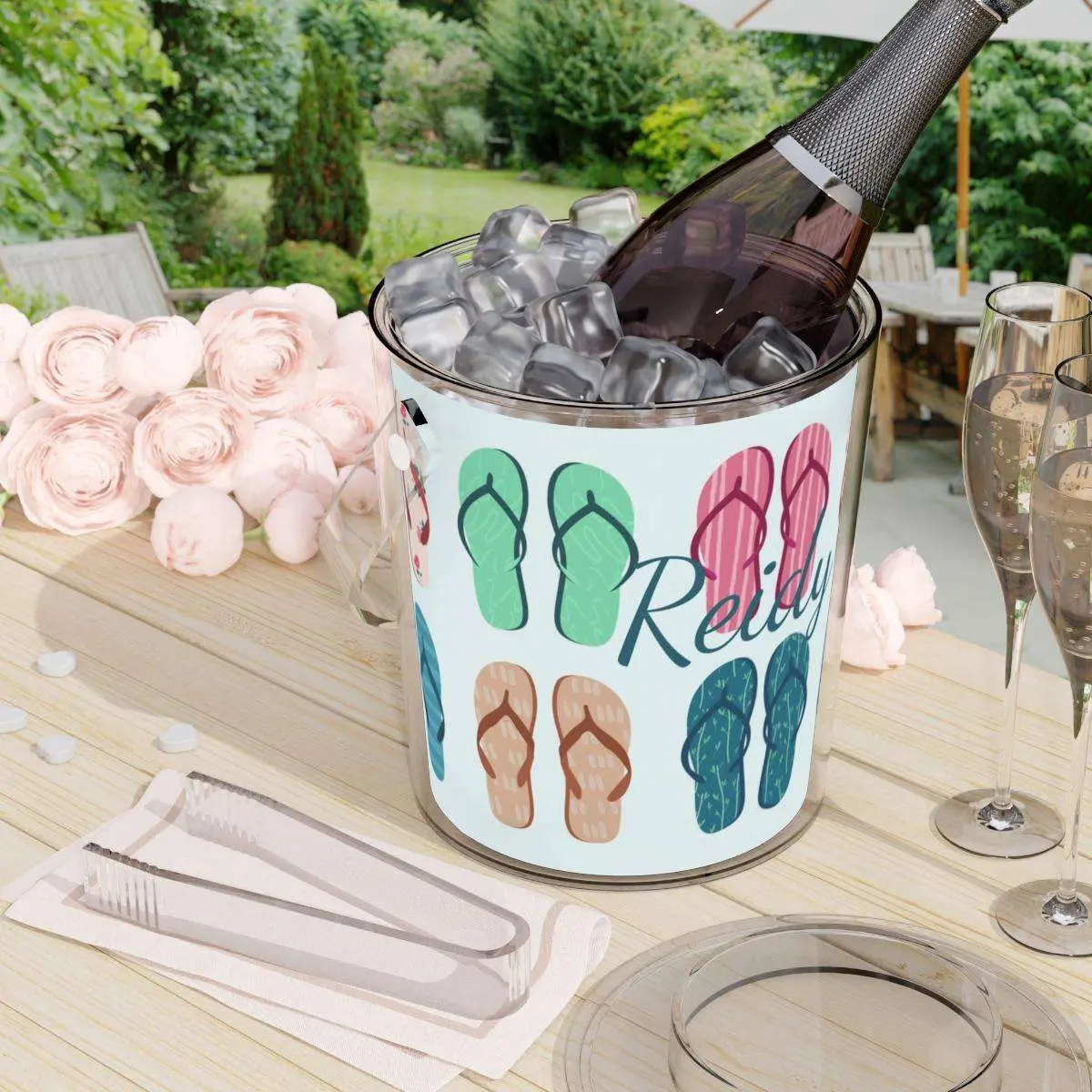 Personalized Summertime-themed Ice Buckets with Tongs