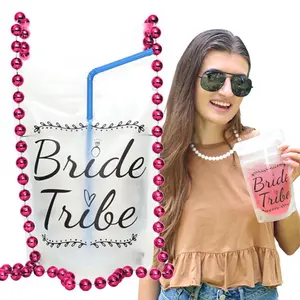 Bride Tribe NeckSip Wearable Drink Pouches (16oz / 2-pack / Beads or Lanyards) Free Your Hands! Perfect for Parties, Festivals, Vacations, Concerts, Picnics, Gifts, Beaches, BBQs, Tailgating. (USA Made / Fast Shipping)