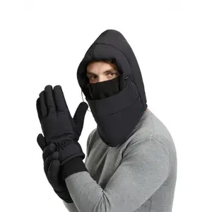 Men's Solid Color Hat & Gloves Set, Casual Outdoor Thickened Warm Hat & Gloves, Fashion Accessories for Fall & Winter