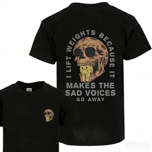 I lift weights because it makes Sad Voices go away Tee Collar Cotton Top Jersey Menswear