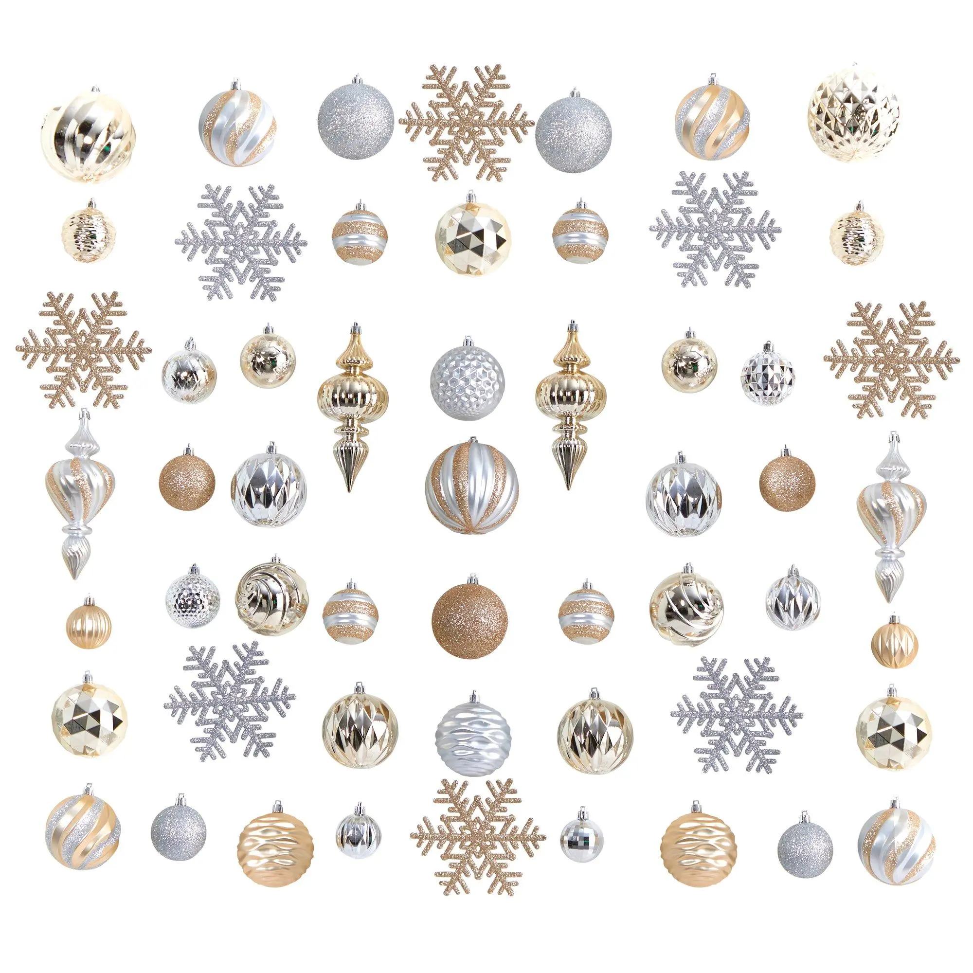 81-Count Shatterproof Round Deluxe Christmas Tree Hanging Ornaments Set - Reflective Glass-Like Home Decor Ornaments, Bright Seasonal Hues, Reusable Holiday Container, Decoration, Reusable Tray