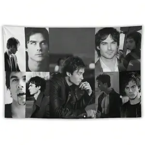 Tapestry  Damon Celebrity And Decorations Ian Stuff Wall Hanging Flag Tapestry, For Party Bedroom Living Room Home And Outdoor Garden Patio & University Dorm Decor Gift.