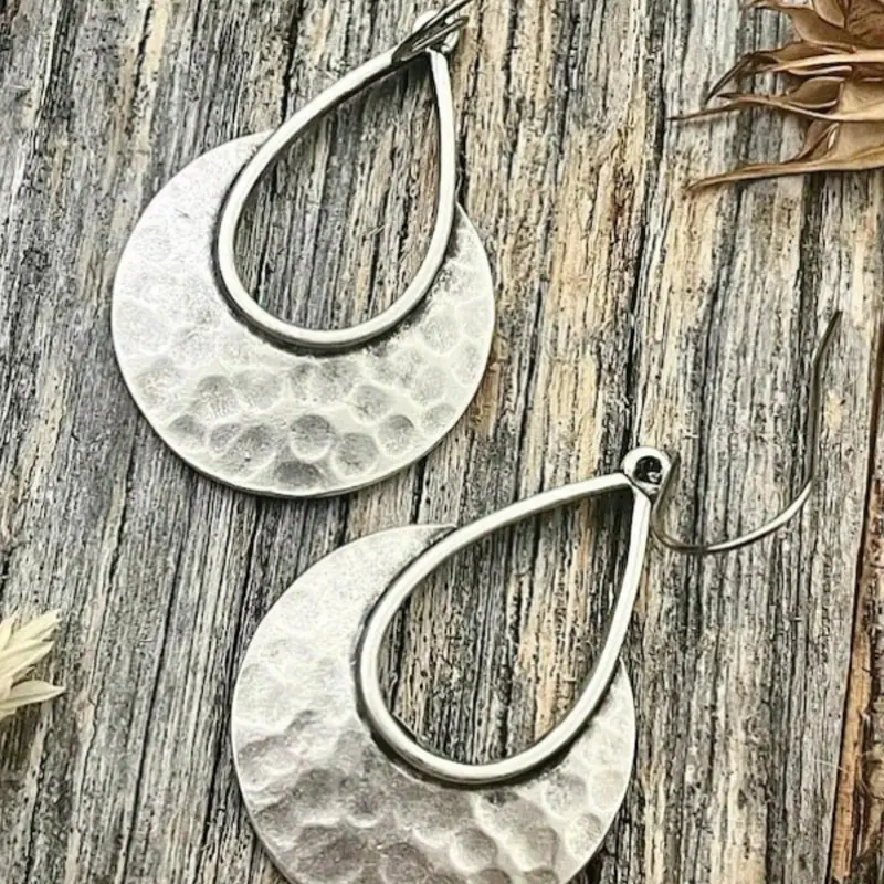 Texture Metal Water Drop Shaped Dangle Statement Earrings, High Quality Dangling Earrings, Stylish Jewelry, Fashion Jewelry for Party, Daily Clothing Decor, Trendy All-match & Exquisite Jewelry for Birthday Gift