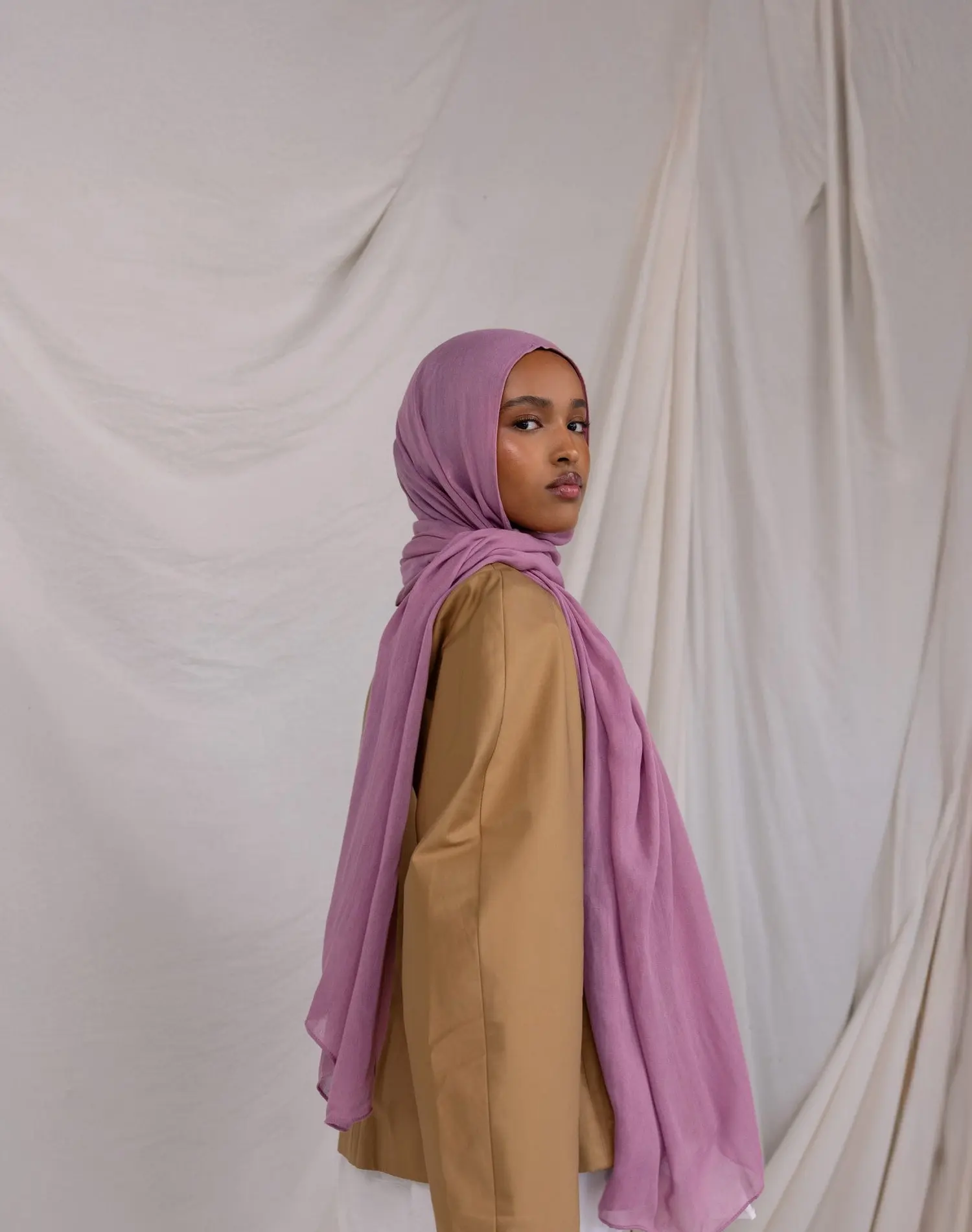 VELA Luxurious Soft Modal Mermaid Pink Solid Hijab - Muslim Headscarf Cover, Batchmade Unique, Double-Hijab Ease Hijabi Fashion Accessory