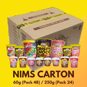 NIMS Crispy Choco Assorted Flavor 250g/8.8oz (Pack 24) and 60g/2.1oz (Pack 48) Snack Dessert NIMS Crispy Choco Assorted Flavor 250g/8.8oz (Pack 24) and 60g/2.1oz (Pack 48) Snack Dessert