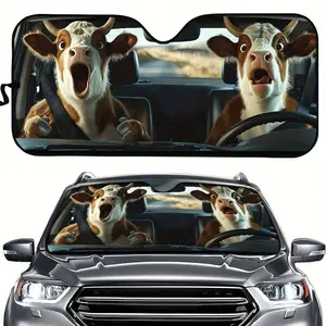 Anime Cow Pattern Car Sunshade, Sunscreen Insulation Panel, Car Interior Sunscreen Windshield Sunshade, Block UV To Keep The Vehicle Cool, Car Windshield Sunshade, Fun Car Sunshade, Foldable, Suitable for Sedans SUV、 Sunshades For RVS, Trucks, And Off-Roa