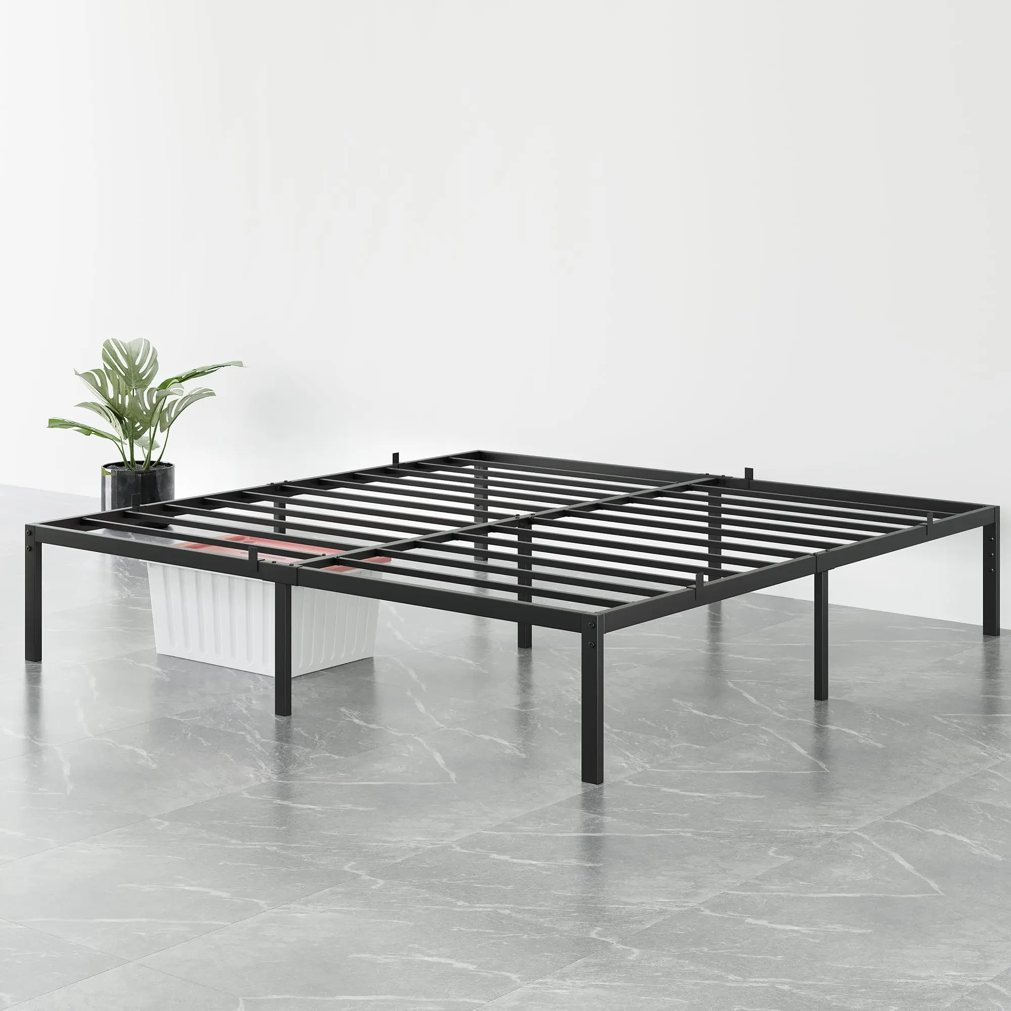 Garvee Versatile Metal Bed Frames with Storage, Easy Assembly, Low Profile, Noise-Free Design, Heavy Duty Steel Slat Support, No Box Spring Needed, Available in Twin, Full, Queen, and California King Sizes, Bed Frame, Full Size Bed