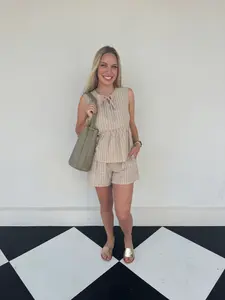 Ellis Striped Peplum Top & Short Set