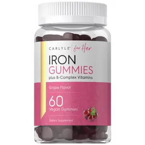Carlyle Iron Gummies | Plus B-Complex Vitamins | 60 Vegan Gummies | Grape Flavor | Non-GMO, Gluten Free Supplement