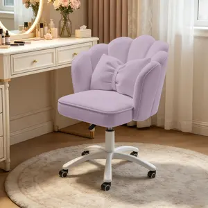 【Mother's Day】Office Chair Cute Petal Desk Chair, Modern Fabric Home Butterfly Chairs Height Adjustable Chair Makeup Chairs Computer Chairs