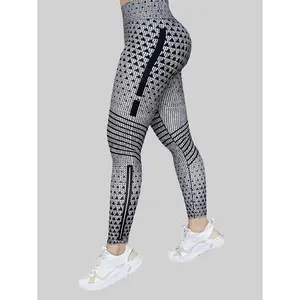 Women's High Waist Stretch Yoga Pants, Elegant Printed Leggings, Breathable Slim Fit Hip Lift Base Pants, Polyester 90% Spandex 10%, Spring Summer Knitted Fabric, 230g/m² - Adult