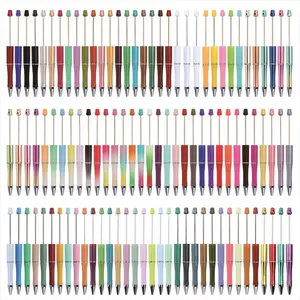 Beadable Pens Plastic Bead Pen Black Ink Ballpoint Pens DIY Cute Cool for Students Teacher Bridal Graduation Gift Office School Supplies 10 Pieces Per Pack Random Colors Perfect for Christmas New Year