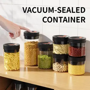 Portable high borosilicate glass vacuum can, moisture-proof and odor proof, coffee powder and tea storage can can be stacked, used for storing dry foods such as nuts in the kitchen