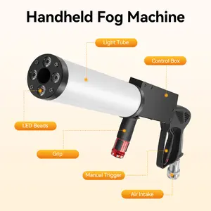 CNCEST Handheld Fog Machine LED CO2 Gun Confetti Cannon with Light Tube Control Box & Manual Trigger for Party DJ Club US