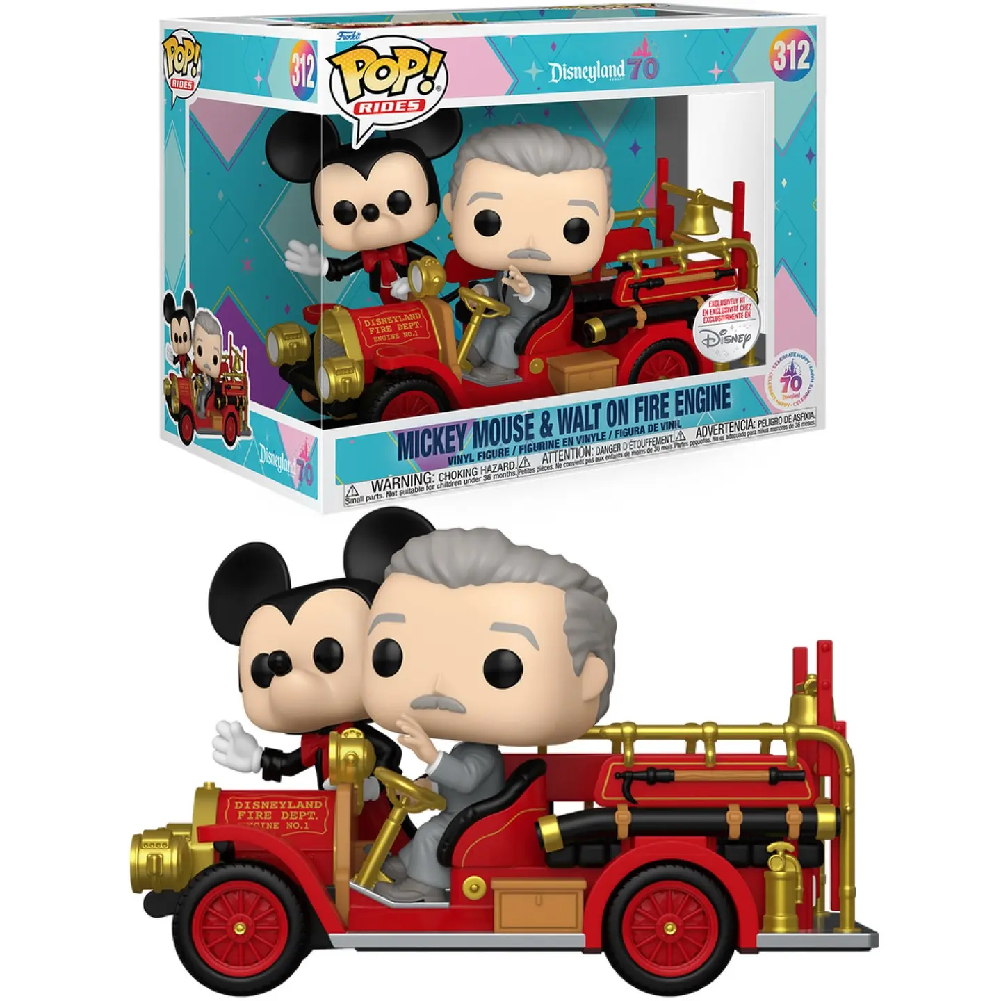 Mickey Mouse & Walt on Fire Engine Funko Pop Disneyland Exclusive