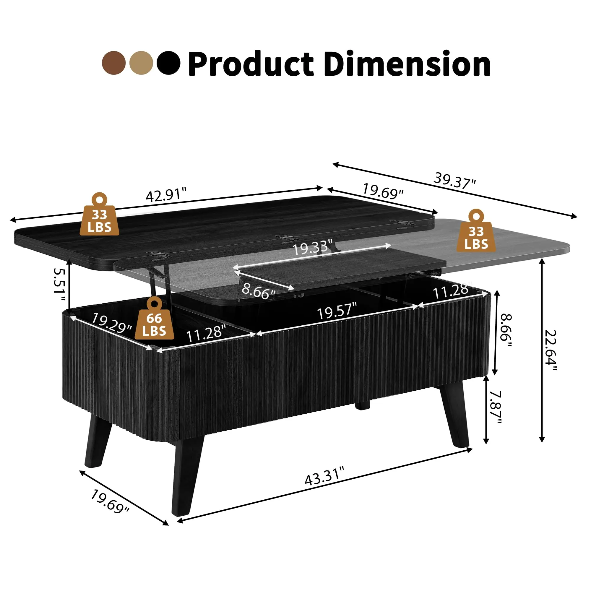 42.91" Partial Assembly (Black)