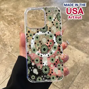 Transparent MagSafe Phone Case for iPhone 16 Pro Max 15 16E 14 Plus 13 12 Mini 11 Promax X XS XR XSMax Green Floral Sea Pattern Acrylic Back Non Slip Protective Cover Gift for Girl