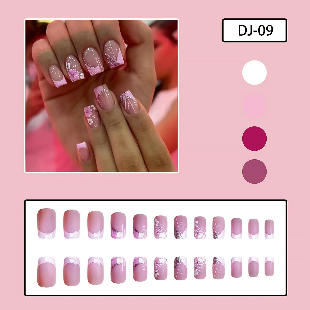 24Pcs Pink French Tip Press Nails Short Square Fake Nails Spring Cherry Blossoms with Line Design Nude Pink False Nails Stick Nails Full Cover Artificial Glue Nails for Women DIY Manicure 24Pcs Pink French Tip Press Nails Short Square Fake Nails Spring Cherry Blossoms with Line Design Nude Pink False Nails Stick Nails Full Cover Artificial Glue Nails for Women DIY Manicure