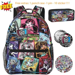 Monster High Cartoon Print Backpack Spacious Lightweight College Shoulder Bag, Durable Laptop Backpack for Men Women Middle High School Bookbag, Great Present for Monster High Collectors, Sister & BFF