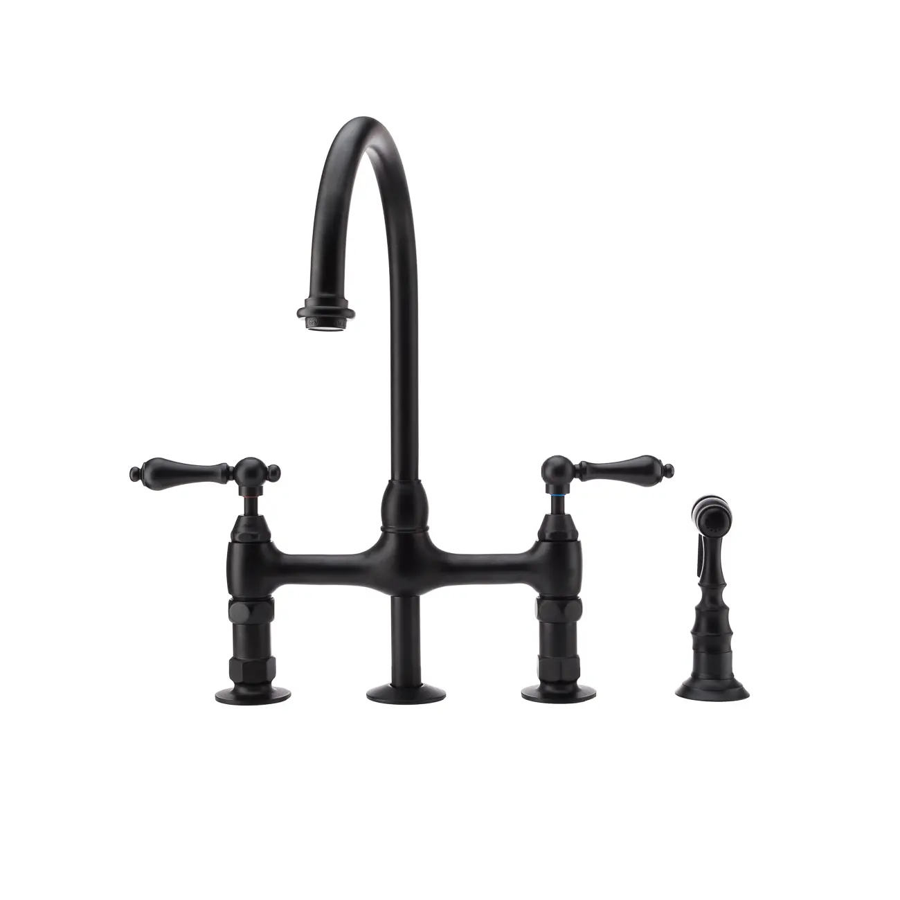 Decorative Gooseneck Bridge Style Kitchen Faucet - Metal Lever Handles