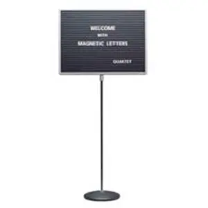 Quartet  Message Board W-Stand- Magnetic- Square Corners- 24in.x18in.- GY
