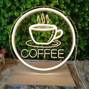 3D Carved Coffee Cup Neon Light, Adjustable Dimmable Home Decor Indoor Lighting, Living Room Bar Kitchen Office Daily Decoration, USB Powered, Dimmable Neon Sign, Ambient Night Lights