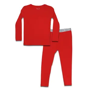 Bellabu Bear Winterberry Red Kids Bamboo Pajamas - Eco-Friendly, Tagless, and Hypoallergenic