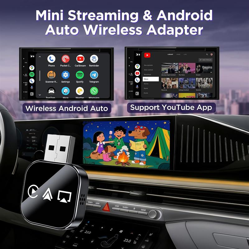 Yurnlv 2026 3-in-1 Wireless CarPlay Adapter & Mirror Link- Plug &Play, Wired to Wireless Conversion, Mini Stable Design