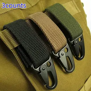 Tactical Belt Buckle, 3 Counts Durable Nylon Waist Belt Key Ring Keychain Holder, Outdoor Accessories for Camping Hiking Climbing