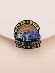 Back to the Future Delorean Pin Badge, Get in Loser Classic Quote, Must-Have Collectible Movie Memorabilia for Fans, Time Machine Design, 1 Piece Set
