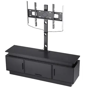 VEVOR 52 TV Stand with Mount for up to 75 in TVs, Entertainment Center with Power Outlet LED Lights, Height Adjustable TV Console with Mount with 3 Tiers Storage Cabinets for Bedroom, Living Room