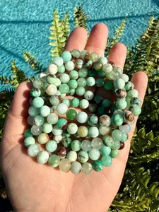 Natural Chrysoprase 8mm Beaded Stretch Bracelet | Green Gemstone Jewelry