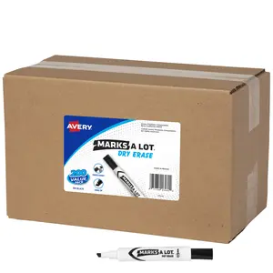 Avery Marks A Lot Bulk Value Pack Dry Erase Markers, White Board Markers with Chisel Tip, 200 Black (24445)