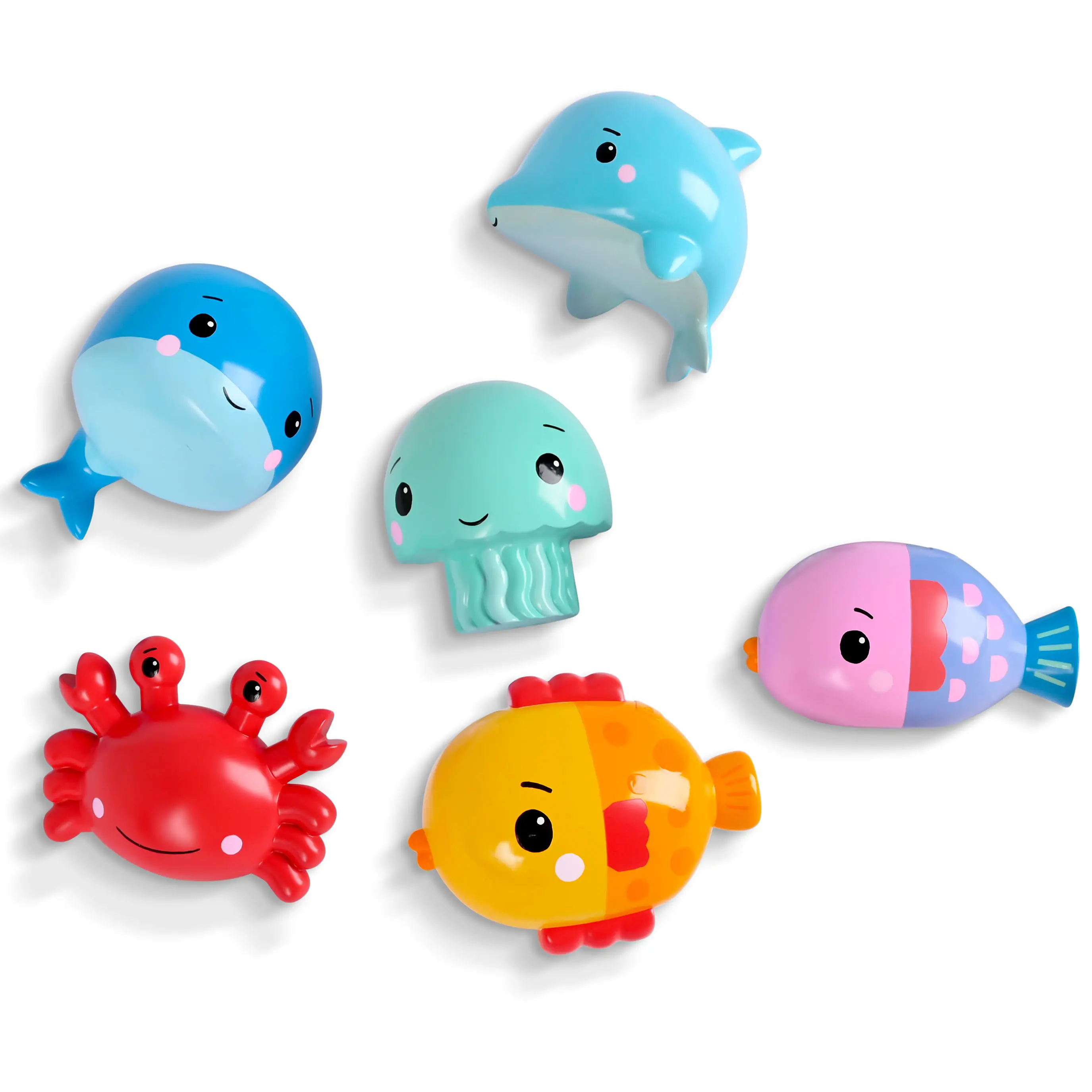 Fisher-Price Ocean Pal Floats Bath Toys, 6-Piece Floating Ocean Animal Bath Toy Set for Babies & Toddlers 6M+, No Water Trapping Design