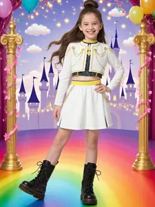 K-Pop Girl Halloween Costume Set, Zoey Devil Style, Teenage Girls Trendy Half Skirt Set, All Seasons Fitted Crop Top