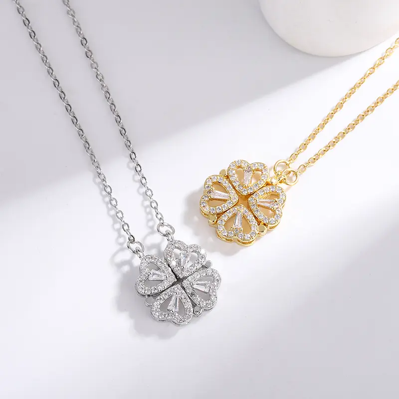 18K Gold Plated - Leaf Heart Necklace - Stainless Steel- Waterproof
